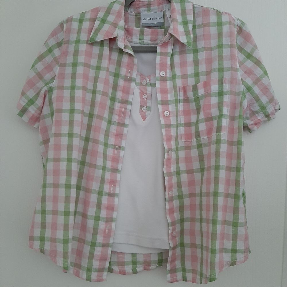 Alfred Dunner Checkers Button Down Shirt size 10P